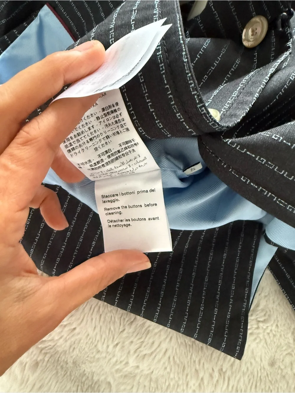 Gucci women grey Black blue Pinstripe Two-Button Wool Sport Coat at